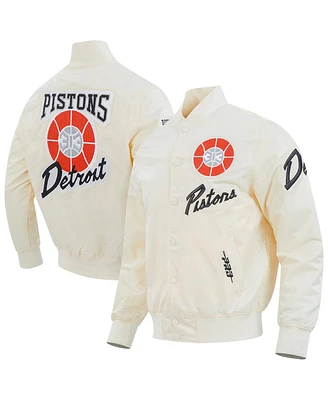 Pro Standard Men's Cream Detroit Pistons 2024/25 City Edition Chenille Applique Full-Snap Satin Jacket