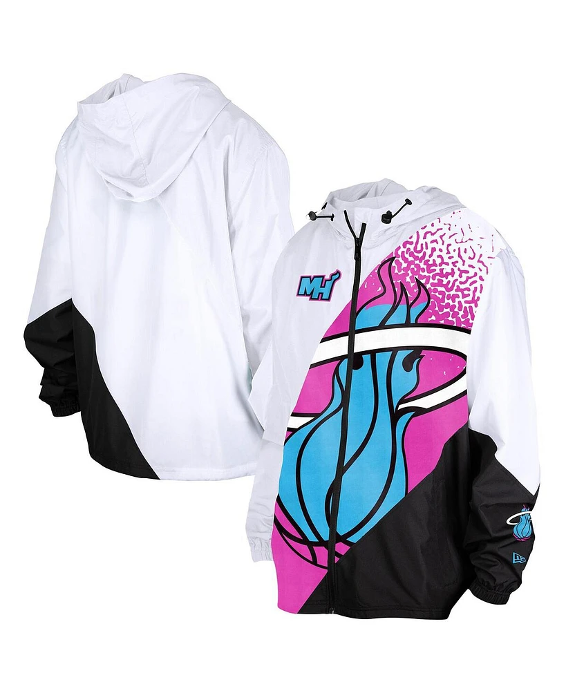 New Era Men's White Miami Heat 2024/25 City Edition Full-Zip Windbreaker Jacket