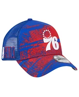 New Era Men's Royal/Red Philadelphia 76ers Tip Off A-Frame Trucker 9FORTY Adjustable Hat