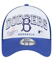 New Era Men's White Los Angeles Dodgers Retro Wordmark 9FORTY A-Frame Trucker Adjustable Hat