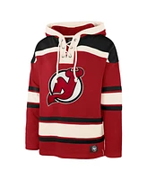 '47 Brand Men's Jack Hughes Red New Jersey Devils Big Tall Lace-up Pullover Hoodie