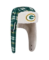 New Era Green Green Bay Packers Sideline Plaid Sherpa Trapper Hat