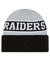 New Era Big Boys and Girls Black/Gray Las Vegas Raiders Active Reversible Cuffed Knit Hat