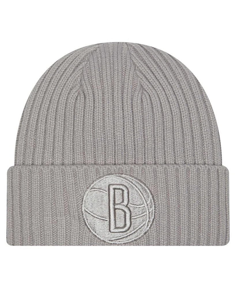 New Era Men's Gray Brooklyn Nets Color Pack Cuffed Knit Hat