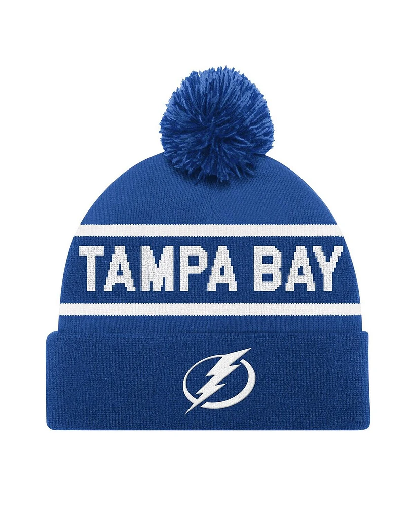 Starter Men's Blue Tampa Bay Lightning Cuffed Knit Hat with Pom