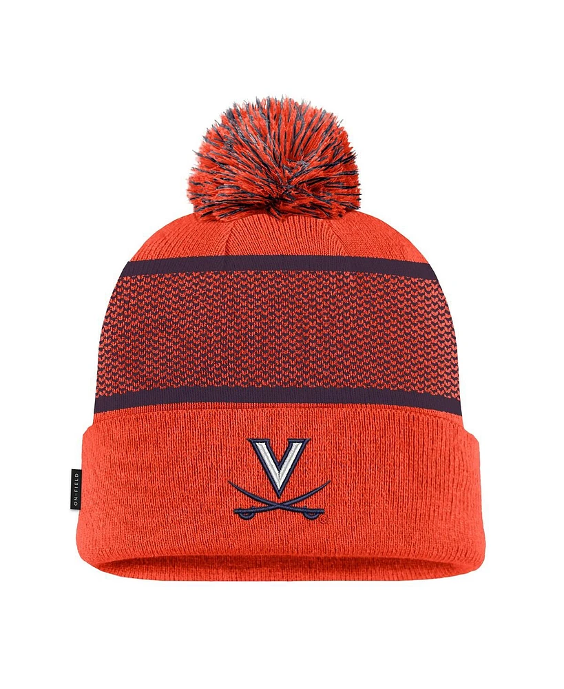 Nike Men's Orange Virginia Cavaliers 2024 Sideline Peak Cuffed Knit Hat with Pom