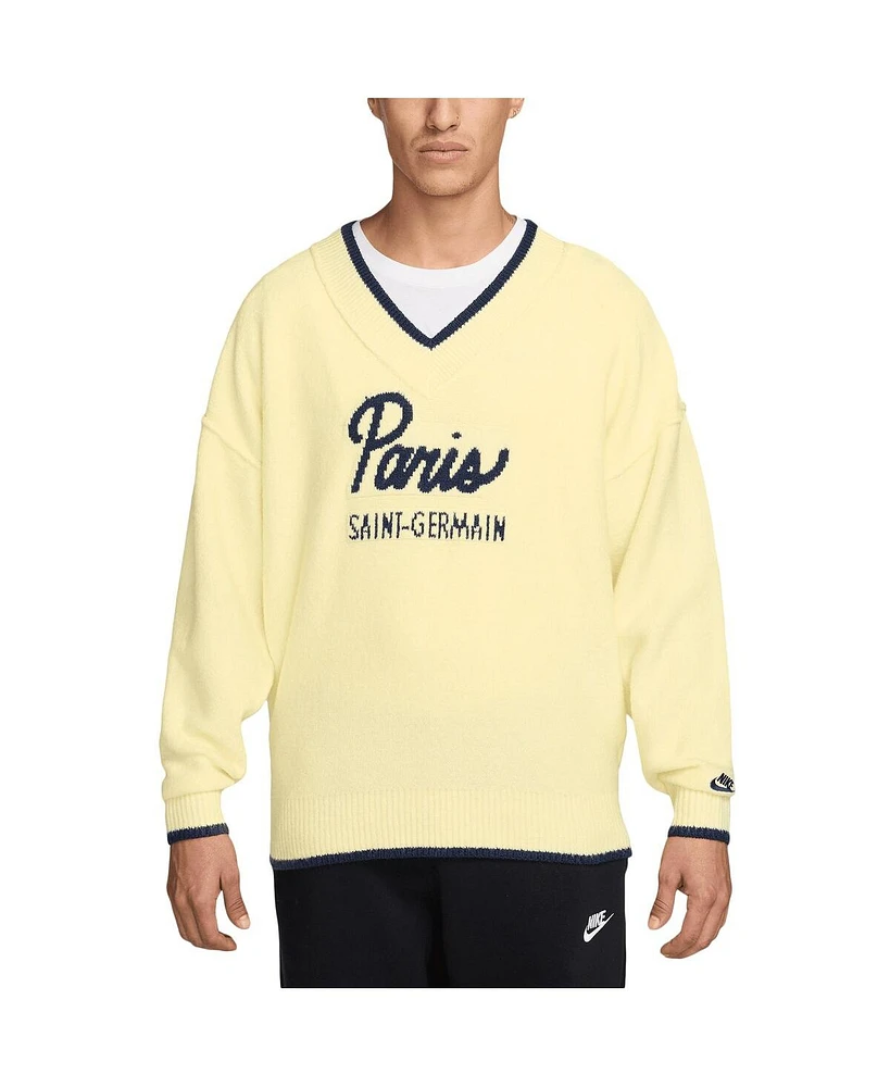 Nike Men's Tan Paris Saint-Germain Knit V-Neck Sweater