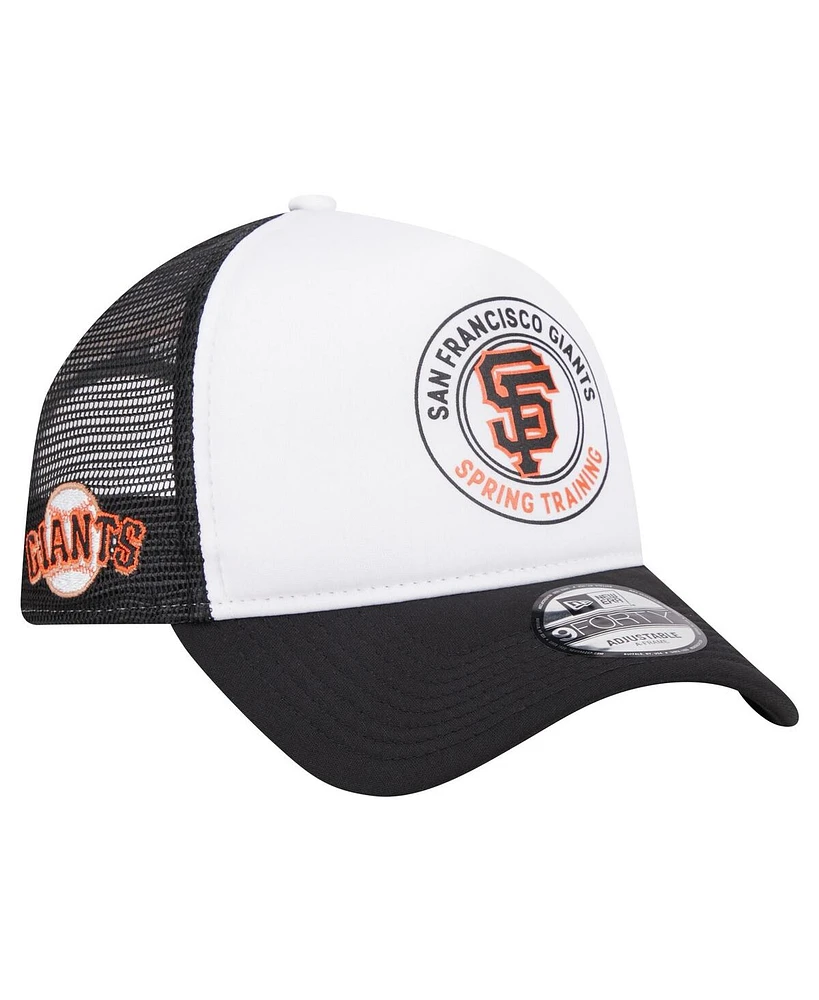 New Era Men's White/Black San Francisco Giants Spring Training Circle Foam A-Frame 9FORTY Trucker Adjustable Hat