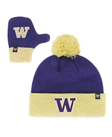 '47 Brand Toddler Washington Huskies Two-Piece Bam Bam Cuffed Knit Hat with Pom Mitten Set