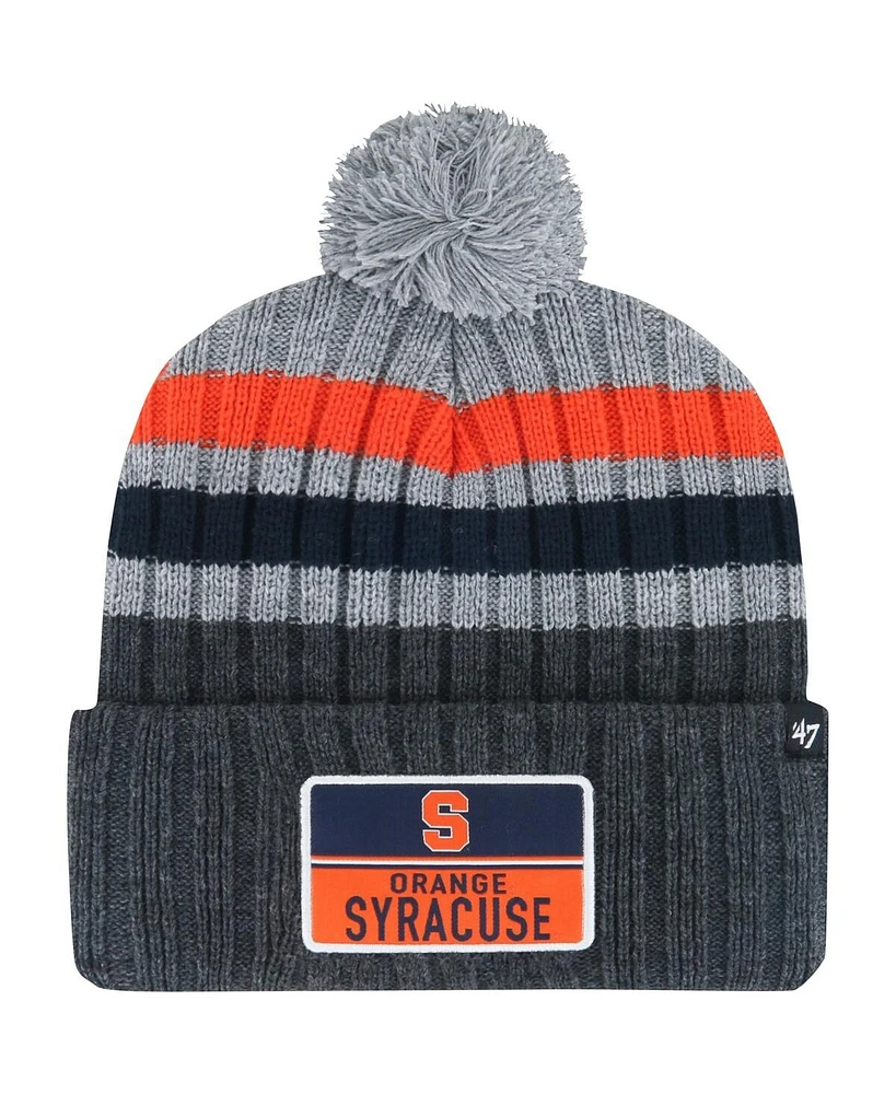 '47 Brand Men's Charcoal Syracuse Orange Stack Striped Cuffed Knit Hat with Pom