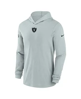 Nike Men's Silver Las Vegas Raider's Sideline Performance Long Sleeve Hoodie T-Shirt