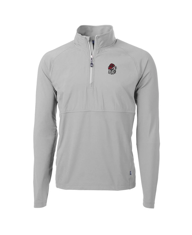 Cutter & Buck Men's Silver Georgia Bulldogs Adapt Eco Knit Hybrid Quarter-Zip Pullover Top