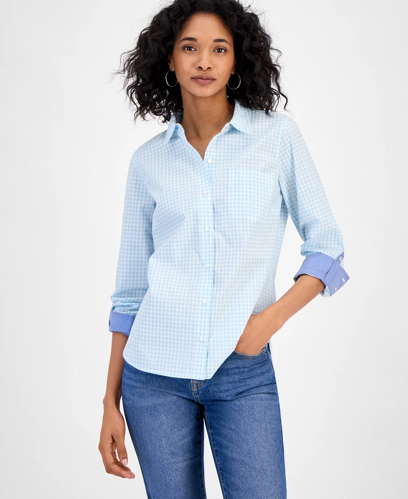 Nautica Jeans Women's Cotton Gingham Button-Front Shirt