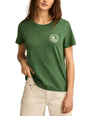 Lucky Brand Women's Cotton Mickey Mouse Feel The Luck T-Shirt
