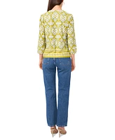 Sam & Jess Women's Printed V-Neck 3/4-Sleeve Top