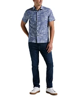 Perry Ellis Men's Chambray Floral Print Short Sleeve Button-Front Shirt