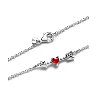 Pandora Sterling Silver Arrow and Murano Glass Heart Necklace