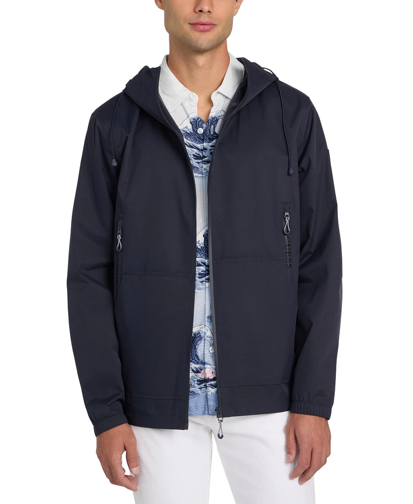 Guess Men's Water Resistant Tech Stretch Hooded Windbreaker