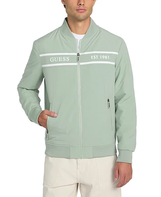 Guess Men's Lightweight Logo Full-Zip Bomber Jacket