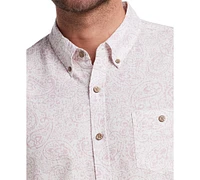 Weatherproof Vintage Men's Short Sleeve Print Linen Cotton Shirt