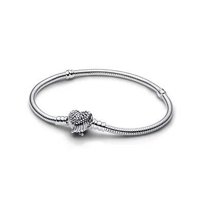 Pandora Sterling Silver Heart Wings Clasp Snake Chain Bracelet