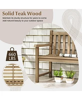Outdoor 3-Seat Wood Bench 64 Inches Extra Long Acacia Chair with Seat Cushion