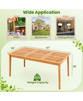 Person Outdoor Acacia Wood Dining Table with 1.96" Umbrella Hole Rectangular