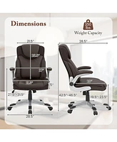 Ergonomic Office Executive Chair with Flip-up Armrests and Rocking Function Comfortable and Adjustable Desk Chair