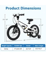 16 Inch Children Bicycle with Training Wheels & Double Disc Brakes Adjustable Seat Magnesium Alloy