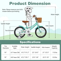 Kids Bike with Training Wheels and Dual Brake System Safe and Easy-to-Ride Bicycle for Young Riders