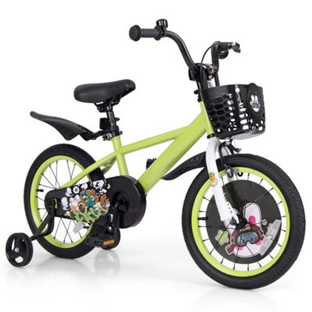 Kids Adjustable Bike with Detachable Training Wheels Safe Fun Bicycle for Ages 4-8 Years Old