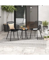 3-Piece Patio Chair Set with Pp Seat and Tabletop Stylish Durable Outdoor Furniture for Porch or Balcony
