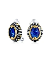 Bling Jewelry Fashion Crystal Oval Bali Style Clip-On Earrings Non-Pierced Ears Multiple Colors