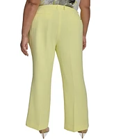 Dkny Plus Mid-Rise Pleated Flare-Leg Pants