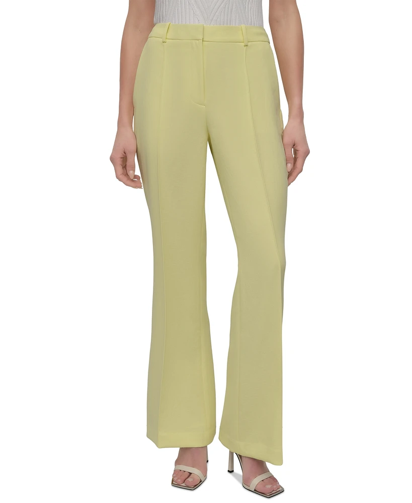 Dkny Petite Mid-Rise Pleated Flare-Leg Pants