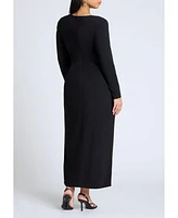 Eloquii Plus Shirred Strong Shoulder Tie Detail Dress