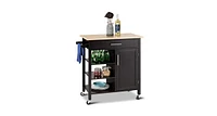 4-Tier Rolling Wood Kitchen Trolley Island Storage Cabinet