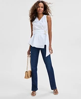 I.n.c. International Concepts Women's Cotton Belted Blouse, Exclusively at Macy's