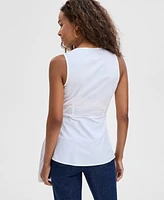 I.n.c. International Concepts Women's Cotton Belted Blouse, Exclusively at Macy's
