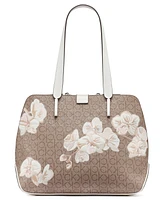 Calvin Klein Audrey Floral Logo Emboss Tote