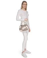 Calvin Klein Audrey Floral Logo Emboss Satchel