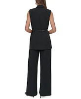 Dkny Petites Sleeveless Belted Notch-Collar Vest Jacket