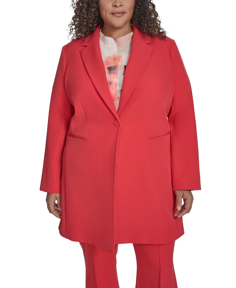 Dkny Plus Notch-Collar One-Button Long Topper