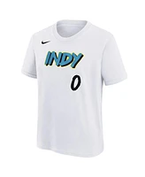 Nike Big Boys and Girls Tyrese Haliburton White Indiana Pacers 2024/25 City Edition Name Number T-Shirt