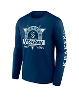 Fanatics Men's Deep Sea Blue Seattle Kraken Rinkside Long Sleeve T-Shirt