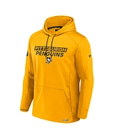 Fanatics Men's Gold Pittsburgh Penguins Authentic Pro Rink Fleece Pullover Hoodie