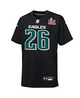 Nike Big Boys and Girls Saquon Barkley Carbon Black Philadelphia Eagles Super Bowl Lix Patch Fashion Game Player Jersey