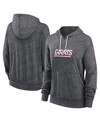 Nike Women's Heather Charcoal New York Giants Team Spirit Gym Vintage Lightweight Hoodie Top