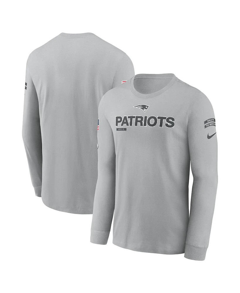 Nike Men's Gray New England Patriots 2024 Salute To Service Long Sleeve T-Shirt