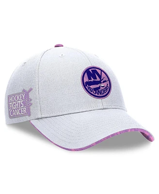 Fanatics Men's White New York Islanders Authentic Pro Hockey Fights Cancer Adjustable Hat